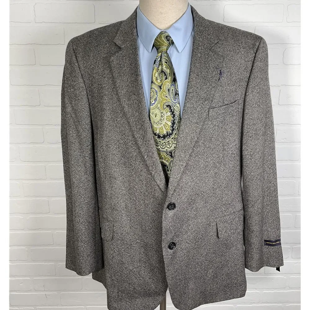 Stafford Blazer Men 50R Black‎ White Donegal Signature Classic Fit Merino Wool